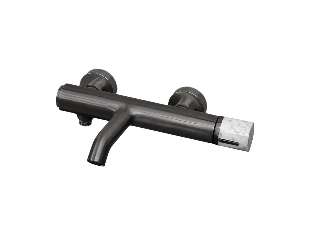 Rubinetto per bagno e doccia Manopola in Gun Metal e marmo Essebagno