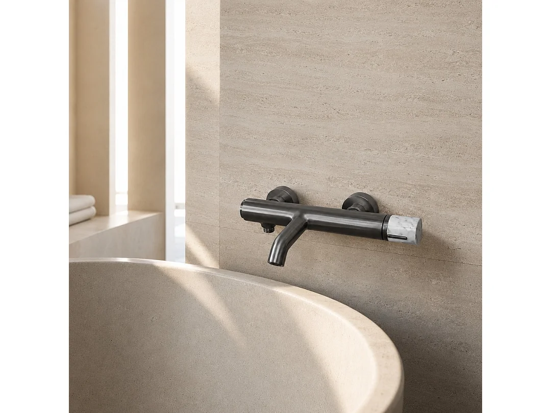 Manopola mitigeur bain-douche mécanique gris gun métal marbre - Essebagno