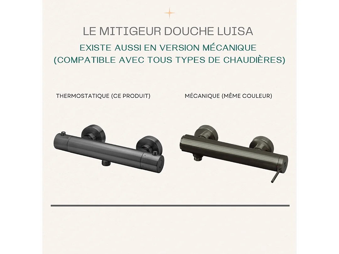 Luisa Thermostat-Duschmischer in Metallic-Grau Essebagno