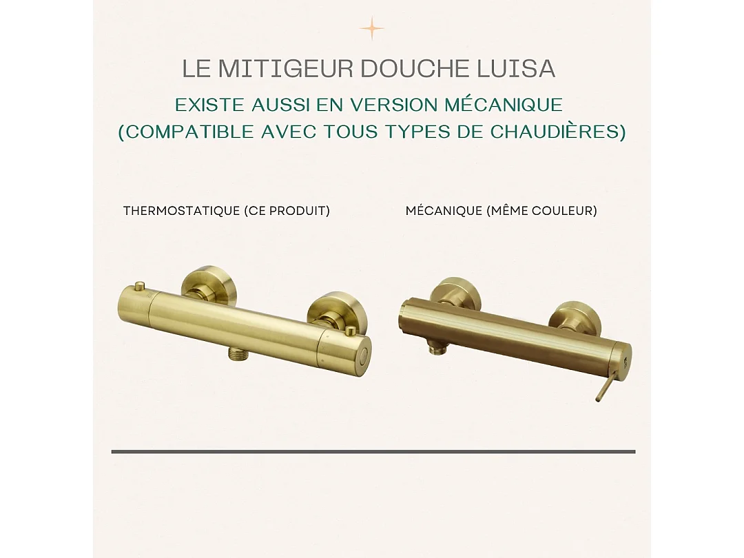 Luisa mezclador termostático para ducha oro cepillado Essebagno