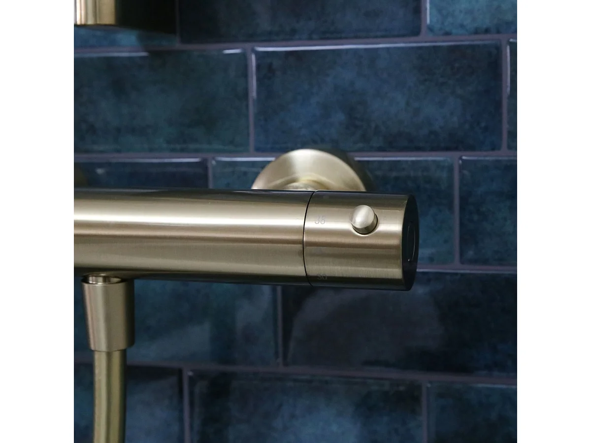 Luisa thermostatische douchekraan geborsteld goud - Essebagno