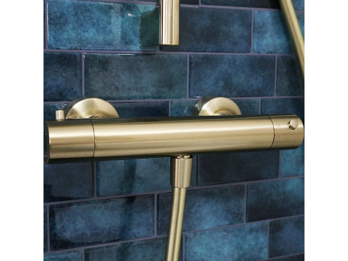 Luisa thermostatische douchekraan geborsteld goud - Essebagno