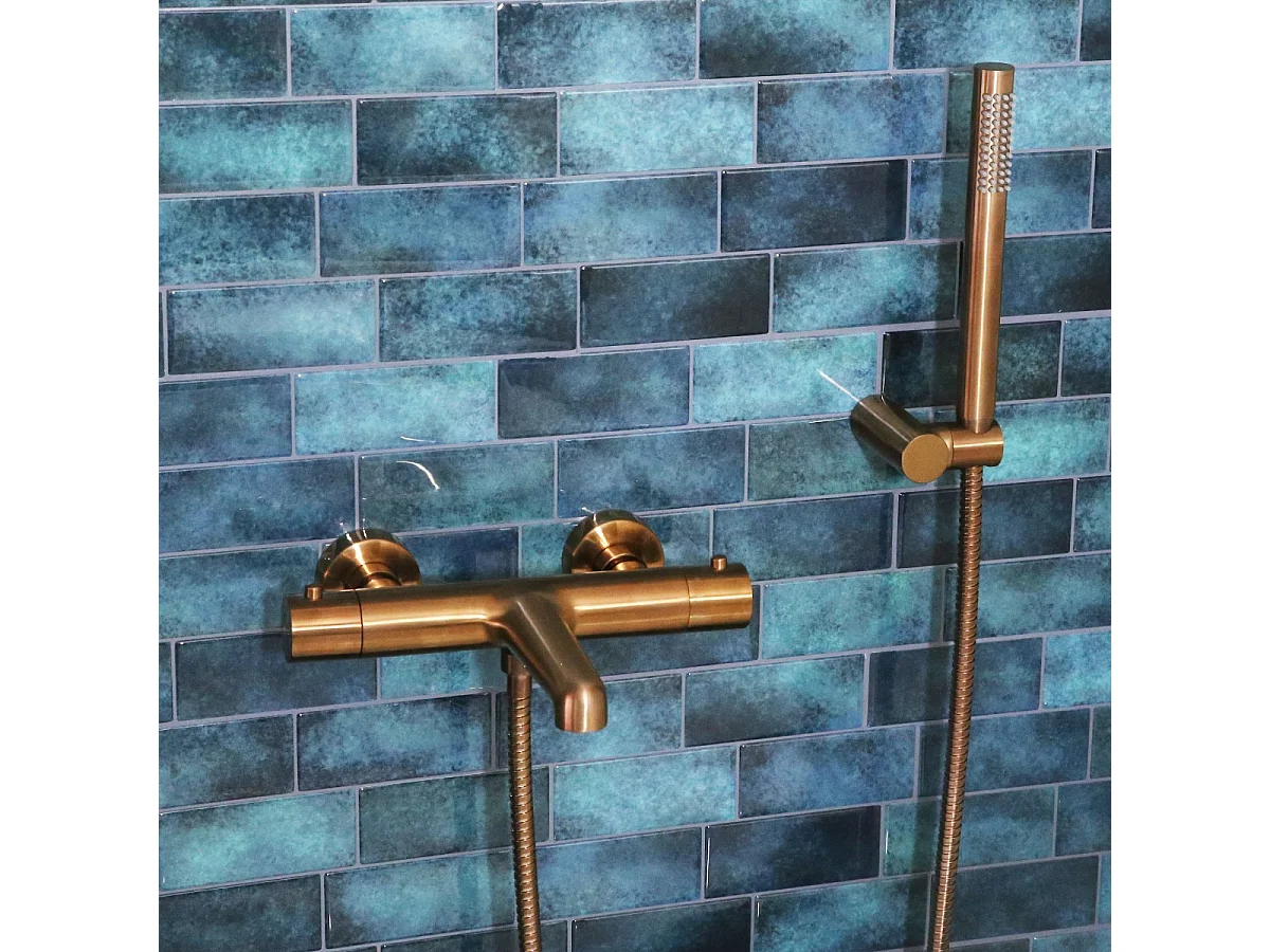 Luisa mitigeur bain-douche thermostatique cuivre brossé - Essebagno