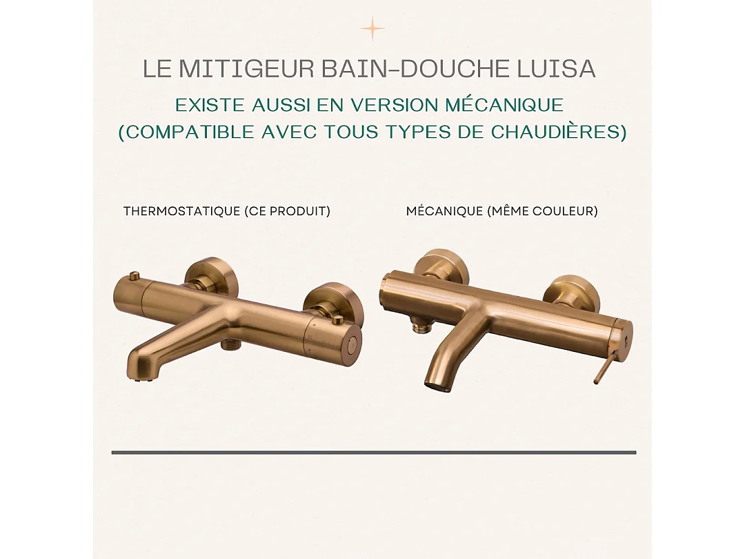 Luisa Thermostat-Wannen- und Brausemischer gebürstetem Kupfer Essebagno