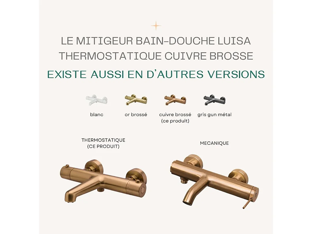 Luisa miscelatore termostatico vasca-doccia rame spazzolato Essebagno