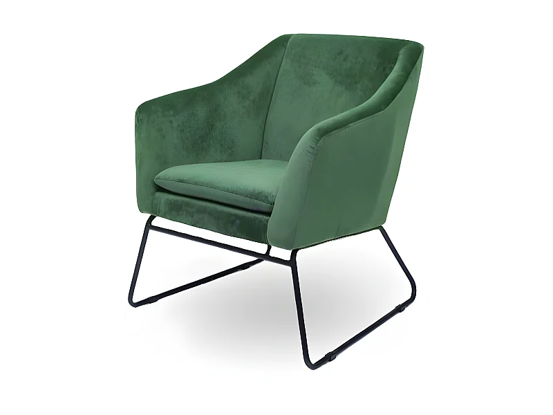 Fauteuil En Velours Et Métal Noir Zadig - Couleurs - Velours Vert