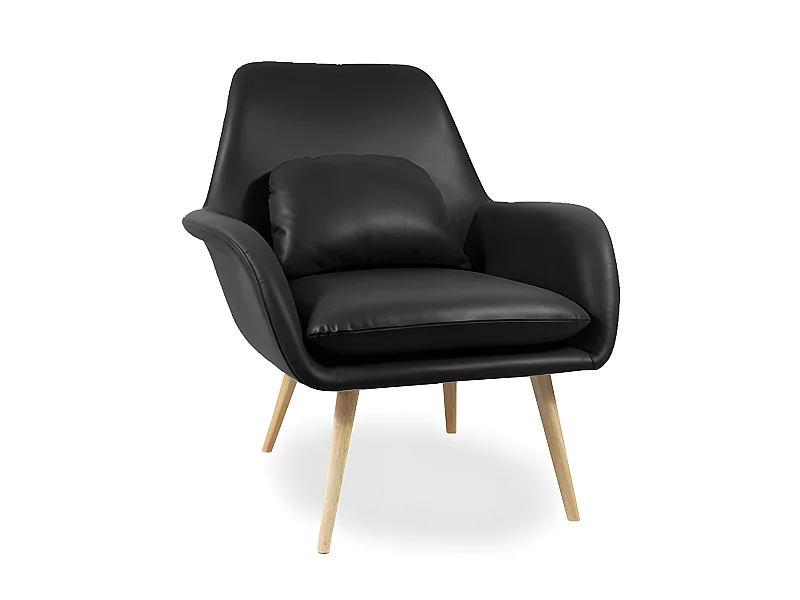 Fauteuil Scandinave Simili Cuir Zapa - Couleurs - Pu Noir