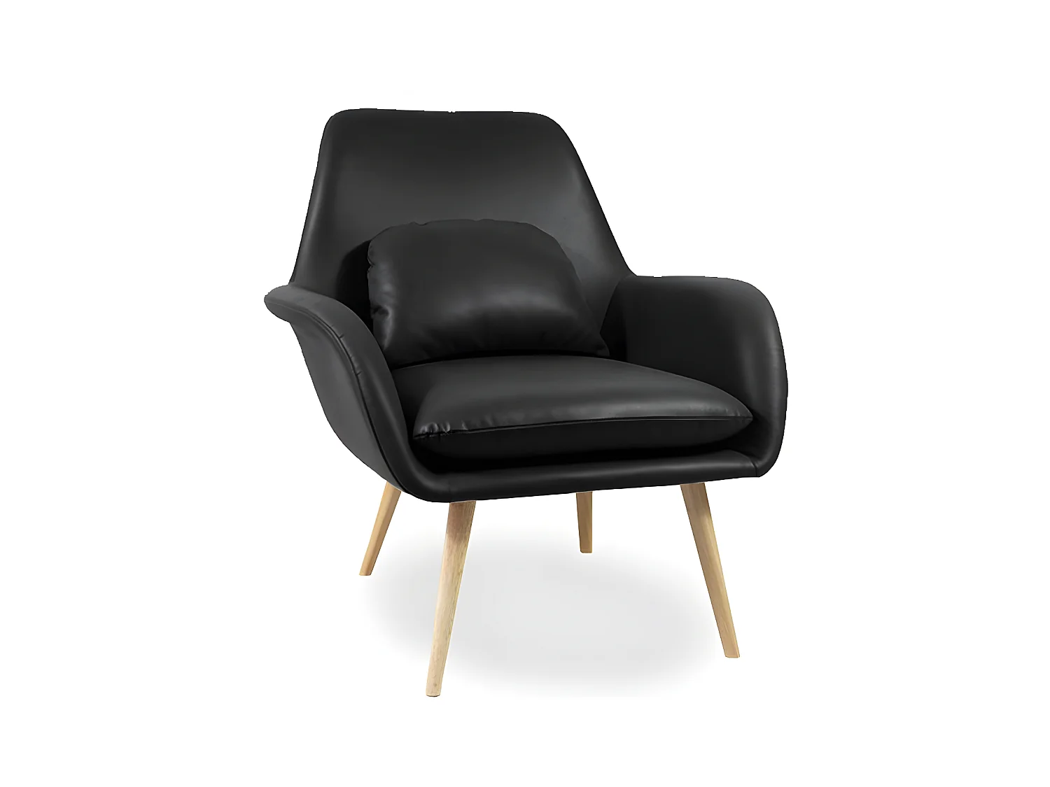 Fauteuil Scandinave Simili Cuir Zapa - Couleurs - Pu Noir