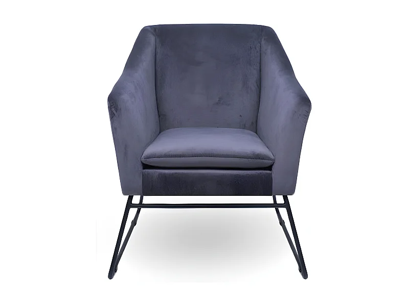 Fauteuil En Velours Et Métal Noir Zadig - Couleurs - Velours Gris