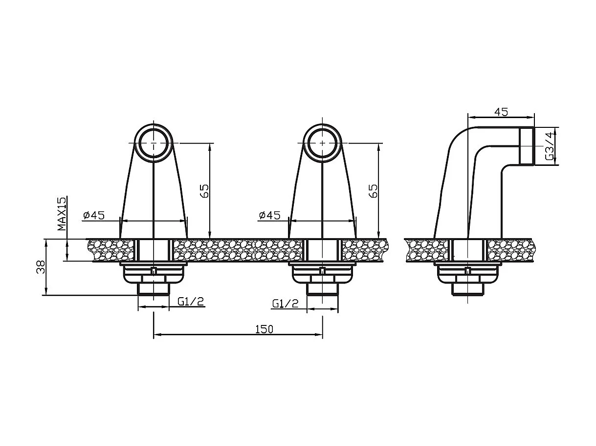 Columnas de conexión del baño en oro cepillado Essebagno