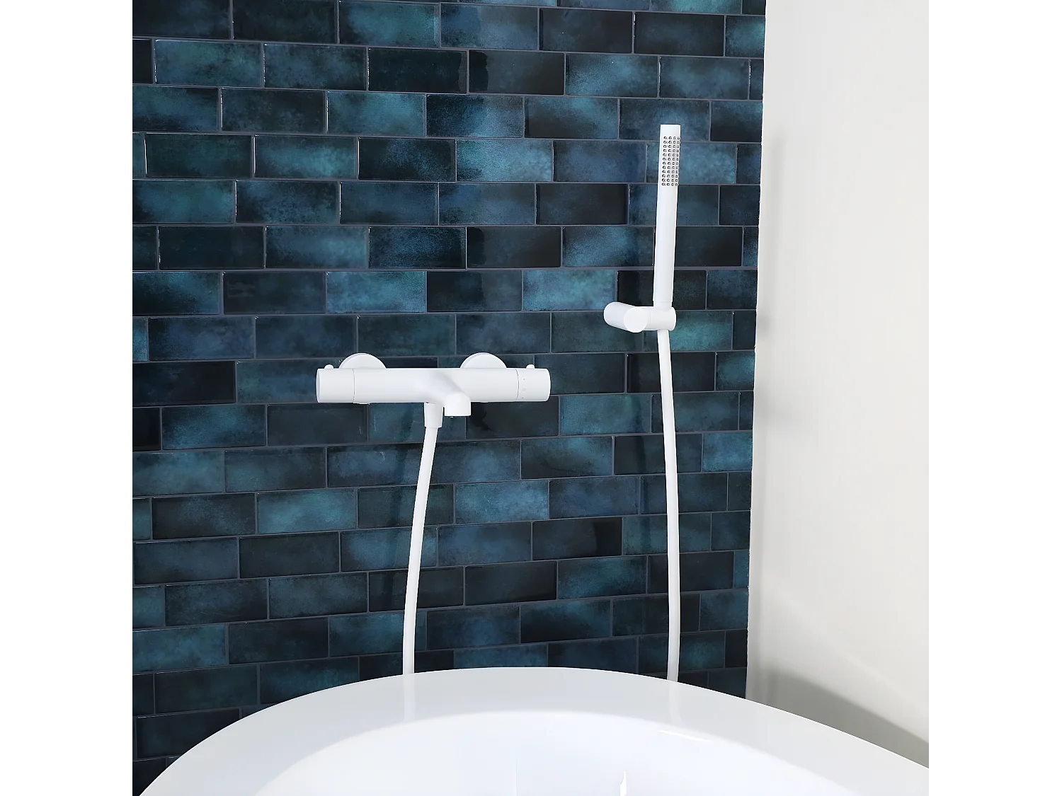 Luisa combiné support de douche blanc 3 pièces - Essebagno