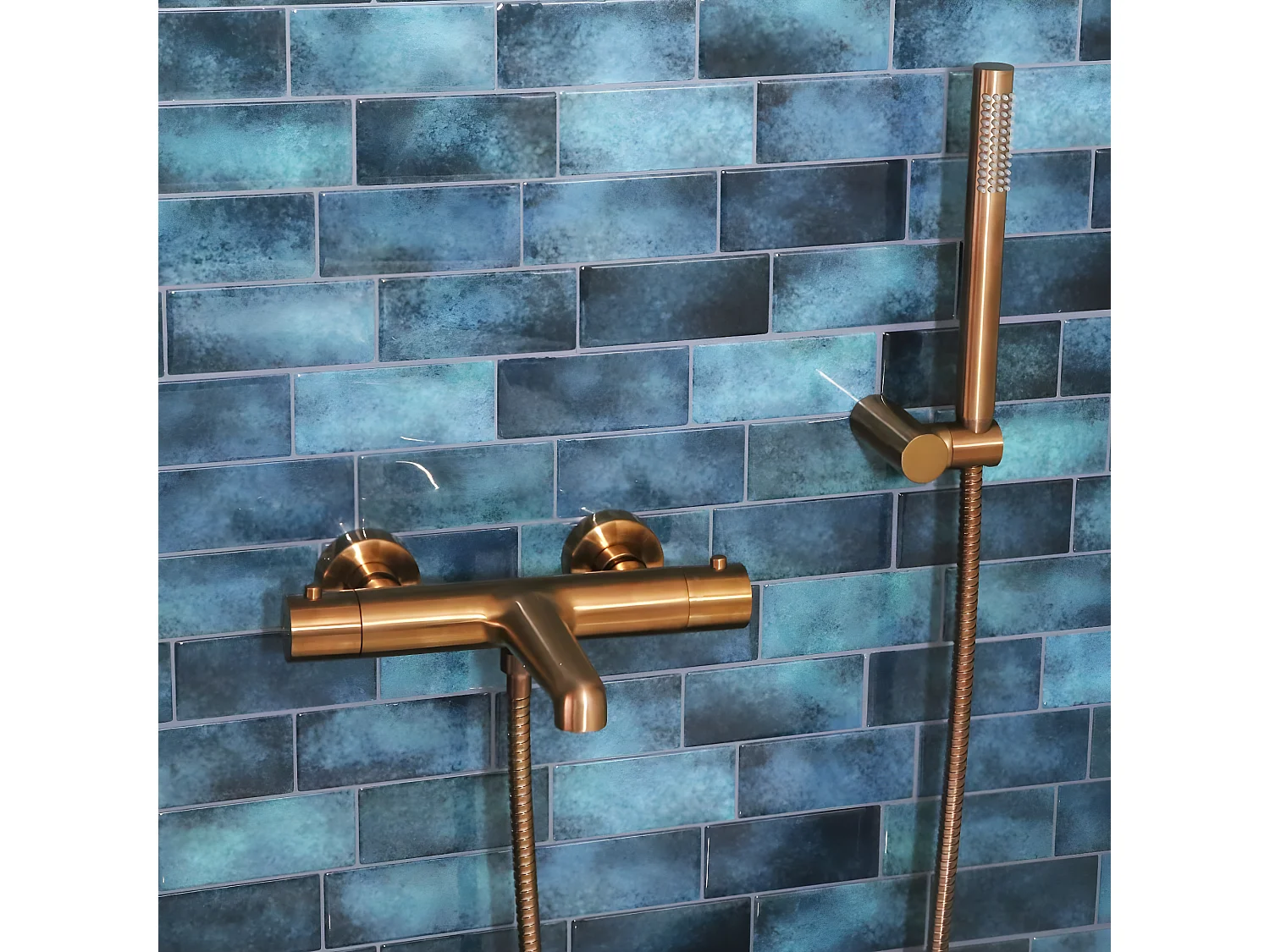 Luisa combiné support de douche cuivre brossé 3 pièces - Essebagno