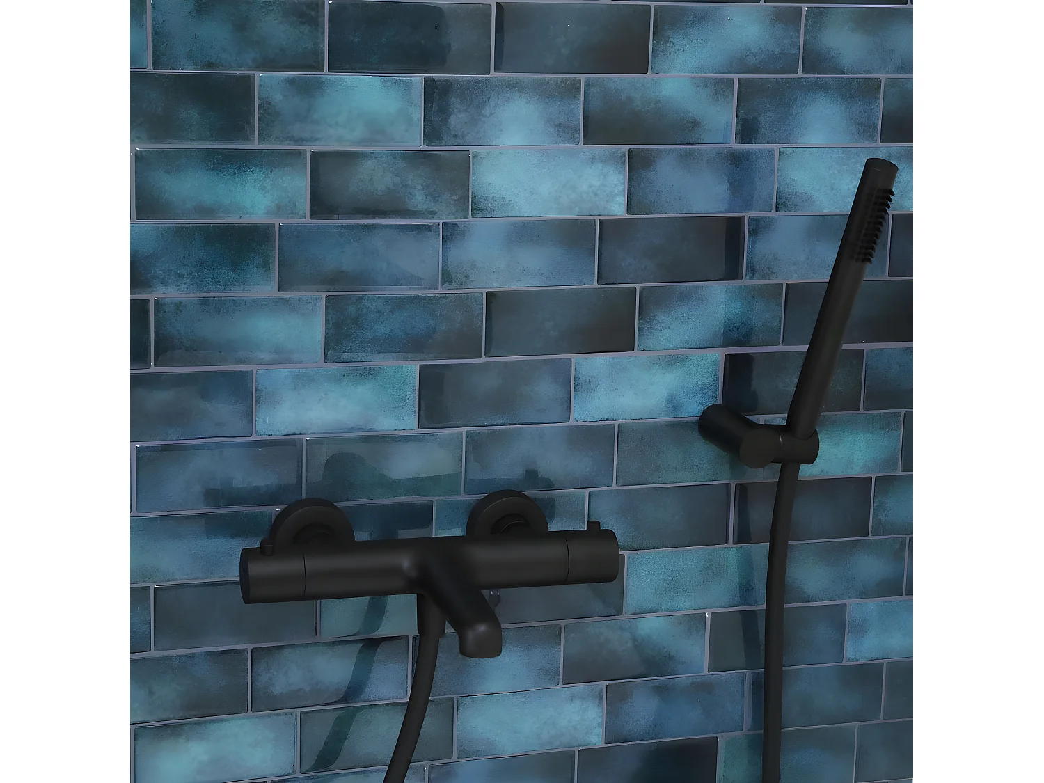 Luisa combiné support de douche noir 3 pièces - Essebagno