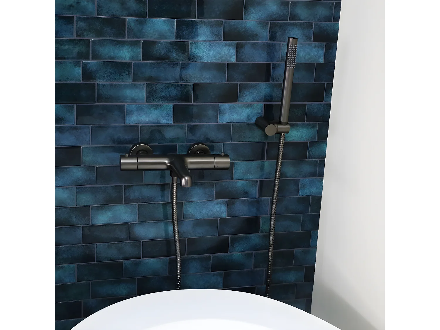 Luisa combiné support de douche 3 pièces gris gun métal - Essebagno