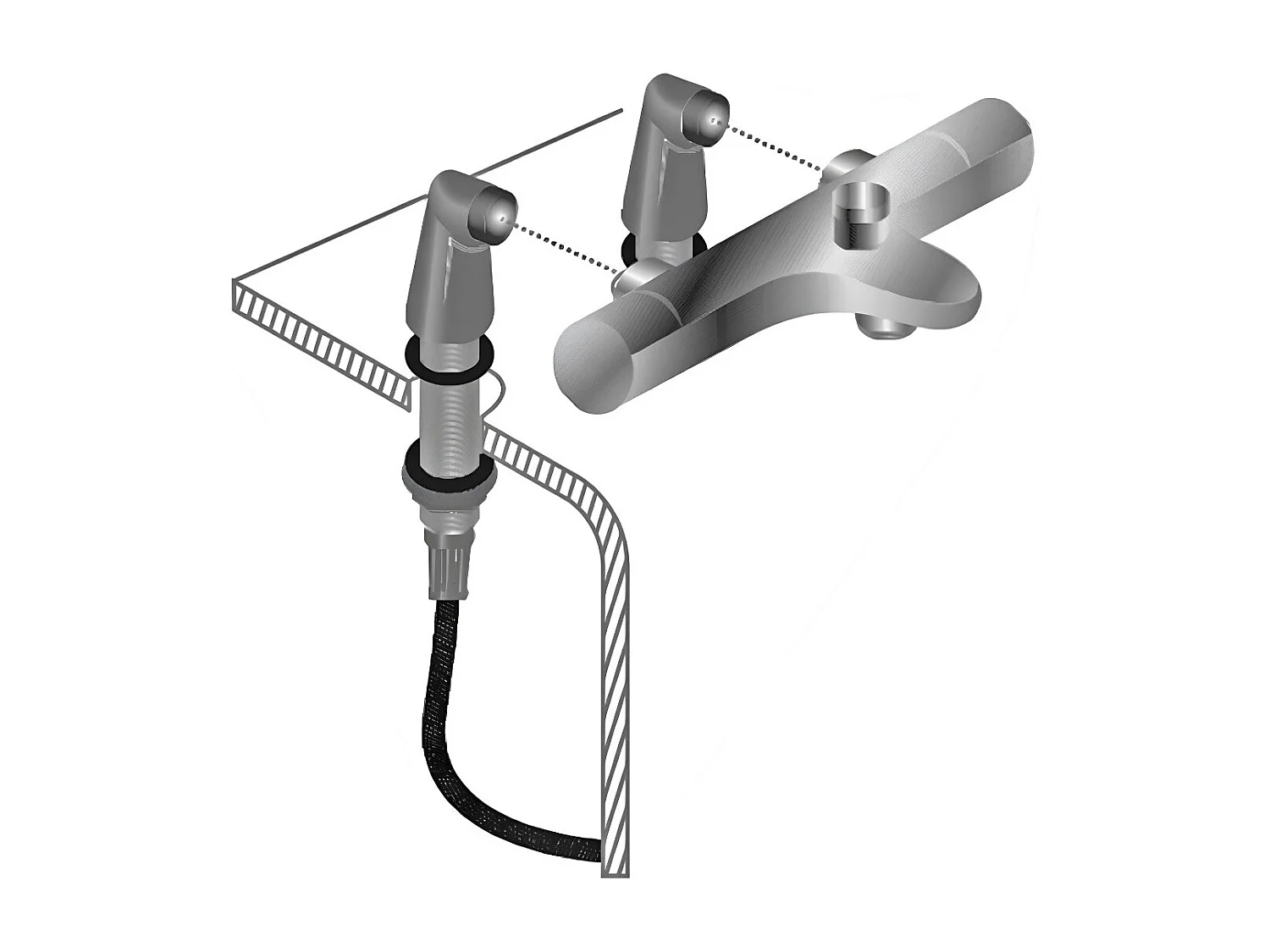 Colonnettes raccord bain-douche cuivre brossé - Essebagno