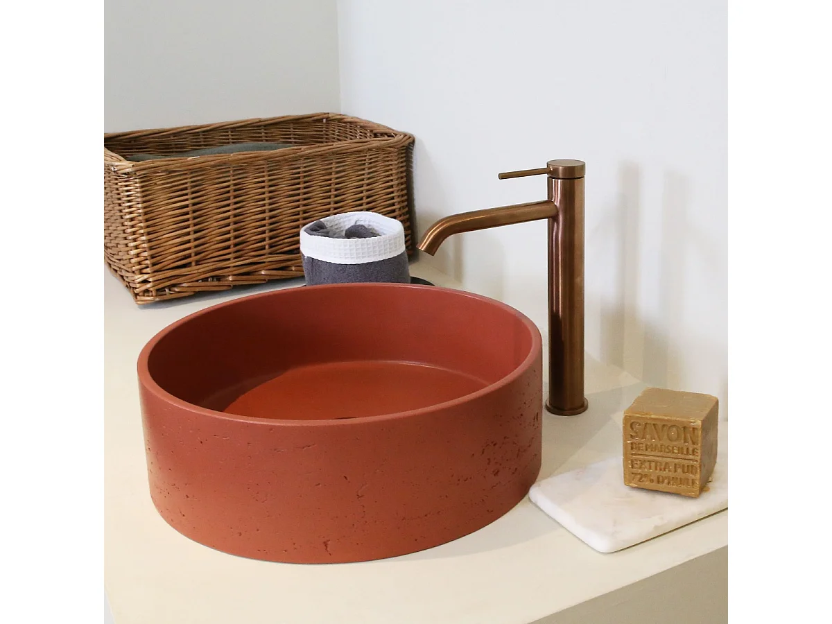 Lollipop mitigeur lavabo haut cuivre brossé - Essebagno