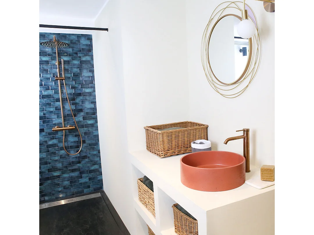 Lollipop mitigeur lavabo haut cuivre brossé - Essebagno