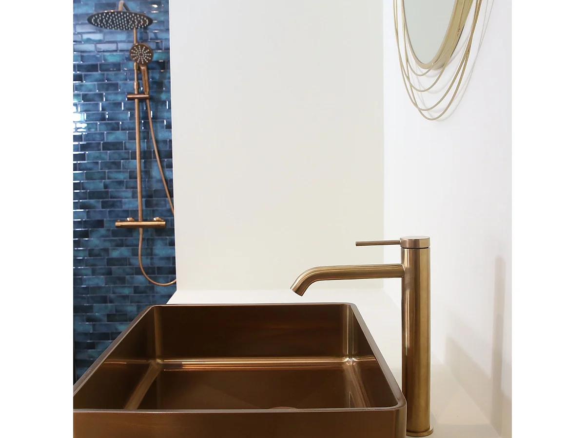 Lollipop mitigeur lavabo haut cuivre brossé - Essebagno