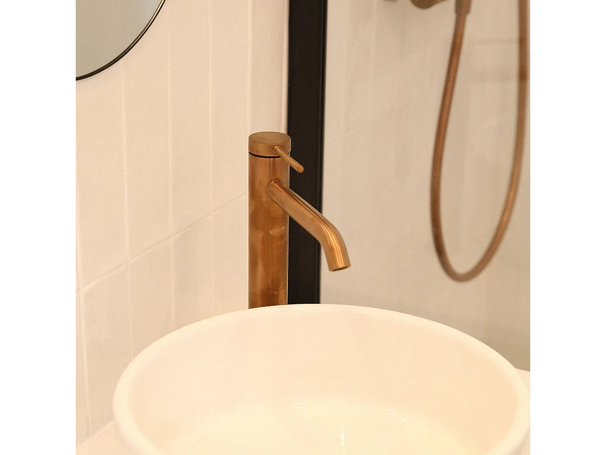 Lollipop mitigeur lavabo haut cuivre brossé - Essebagno