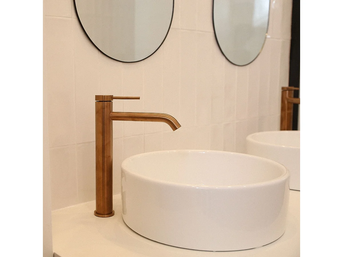 Lollipop Misturadora de lavatório alto cobre escovado Essebagno