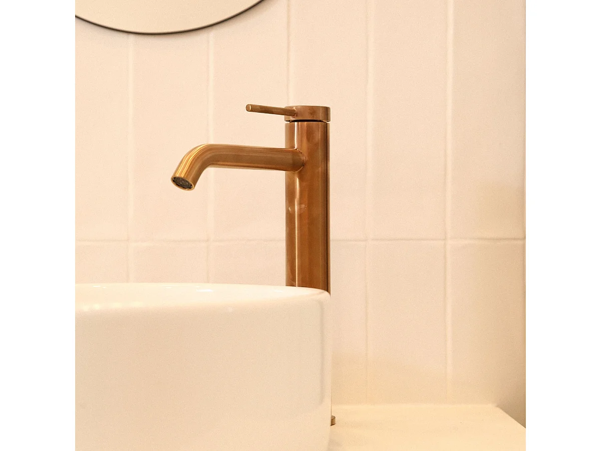 Lollipop Misturadora de lavatório alto cobre escovado Essebagno