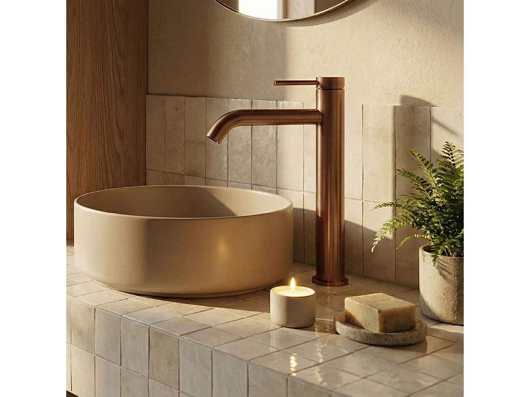 Lollipop bateria umywalkowa wysoka szczotkowanej miedzi