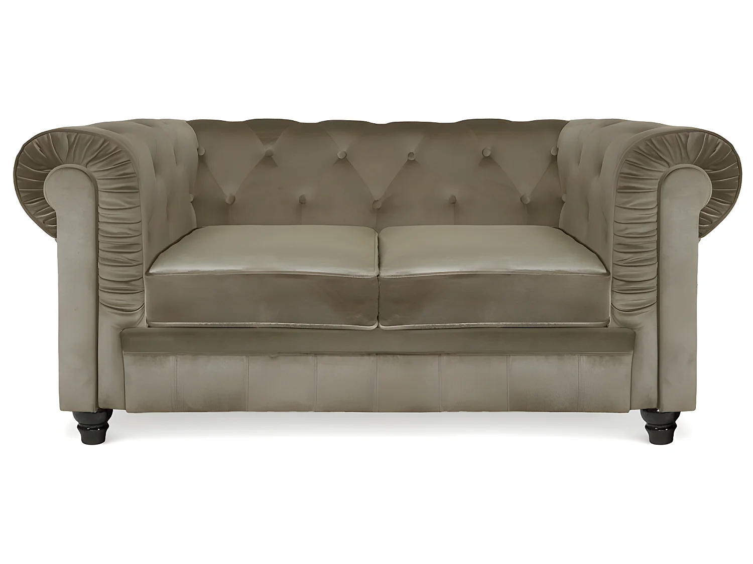 Chesterfield Canapé 2 Places - Couleurs - Velours Taupe, Types De Canapé - 2 Places Chesterfield