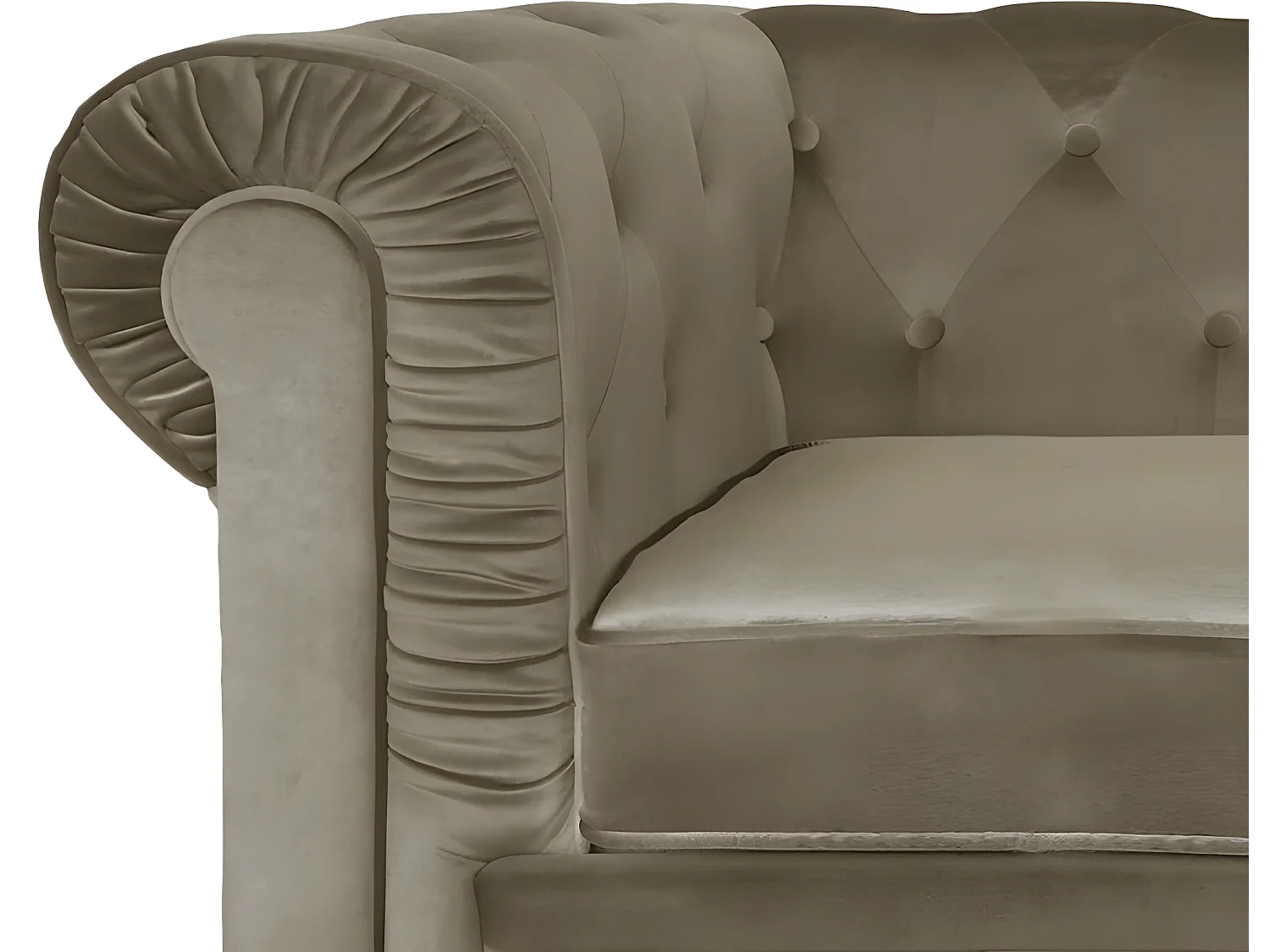 Chesterfield Canapé 2 Places - Couleurs - Velours Taupe, Types De Canapé - 2 Places Chesterfield