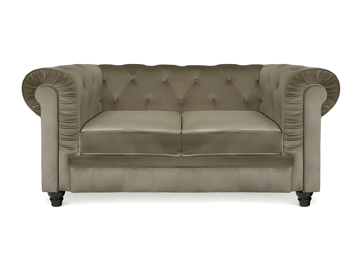 Chesterfield Canapé 2 Places - Couleurs - Velours Taupe, Types De Canapé - 2 Places Chesterfield