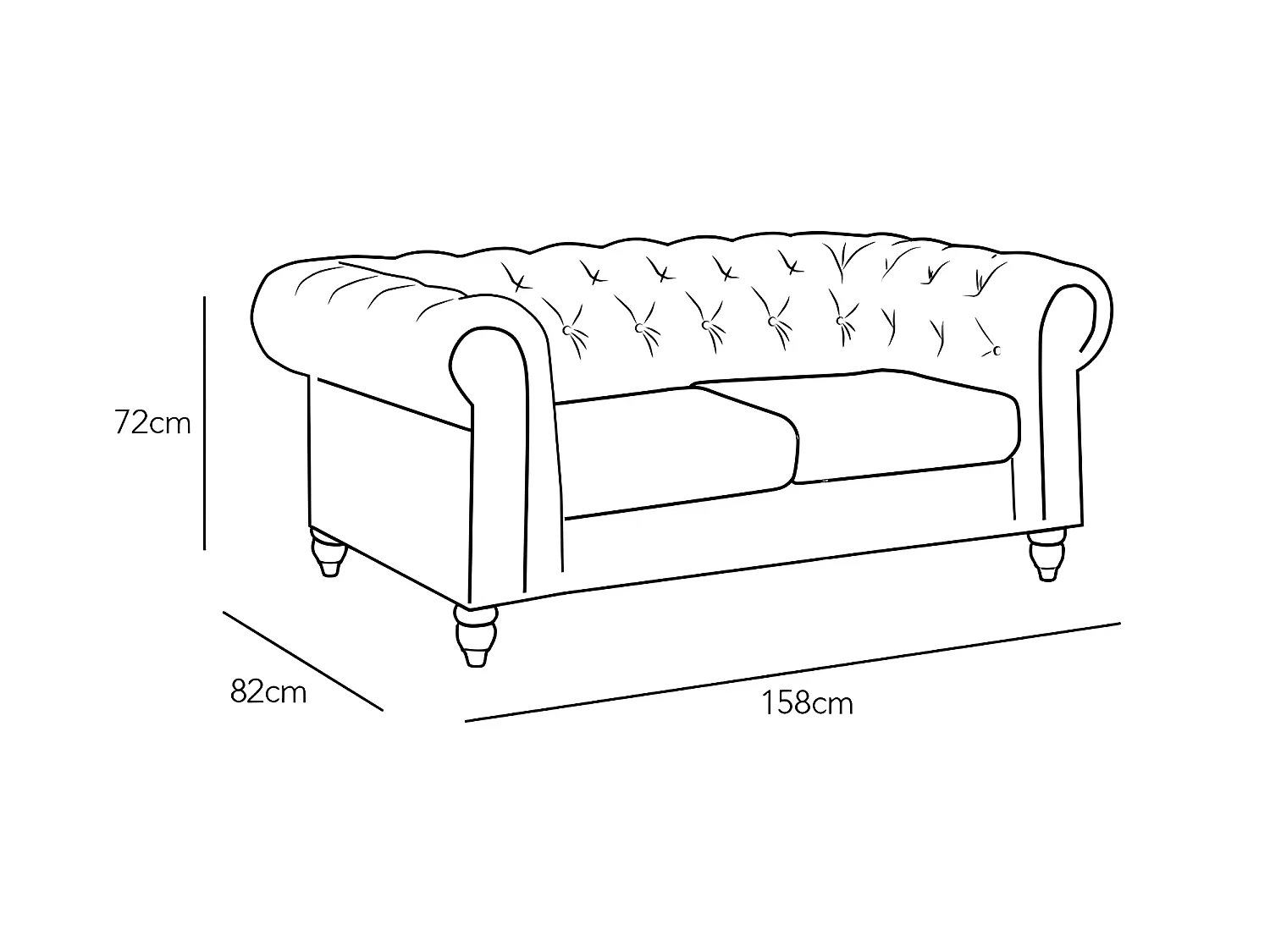 Chesterfield Canapé 2 Places - Couleurs - Velours Taupe, Types De Canapé - 2 Places Chesterfield
