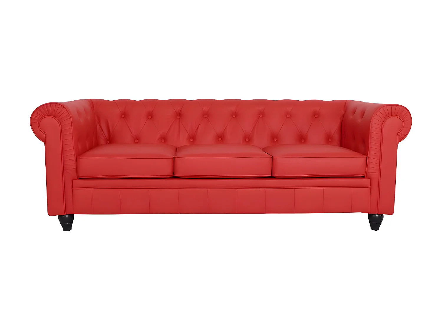 Canapé Chesterfield 3 Places - Couleurs - Pu Rouge, Types De Canapé - 3 Places Chesterfield