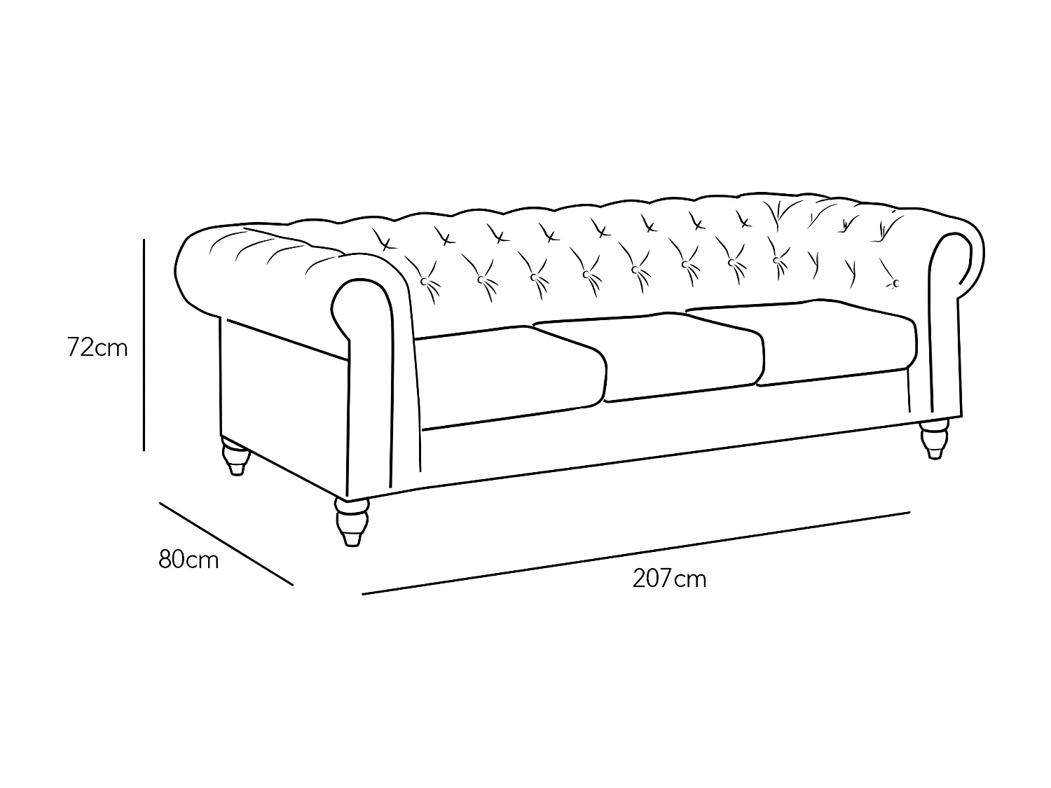 Canapé Chesterfield 3 Places - Couleurs - Pu Rouge, Types De Canapé - 3 Places Chesterfield