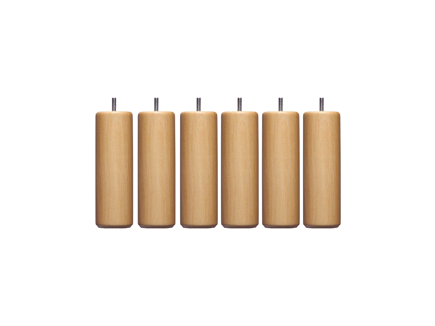 6 pieds cylindriques bois naturel 15 cm