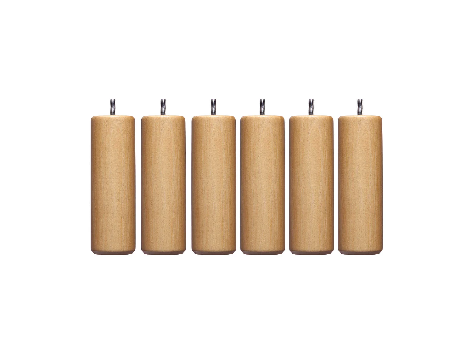 6 pieds cylindriques bois naturel 15 cm