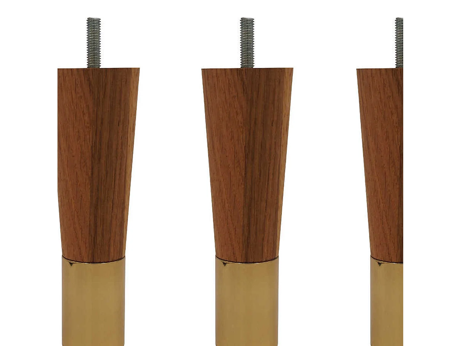 4 pieds fuseau chêne massif et laiton 15 cm