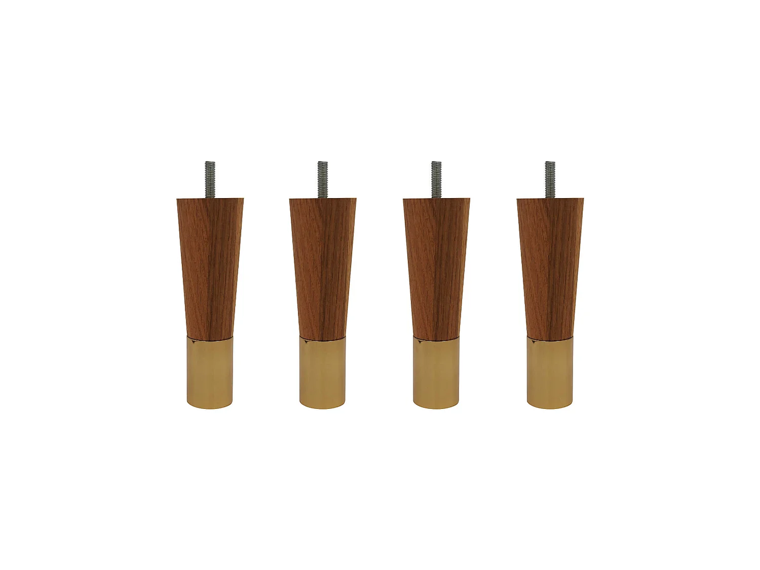 4 pieds fuseau chêne massif et laiton 15 cm