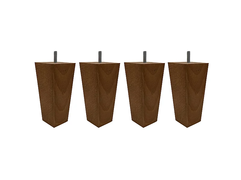 4 pieds fuseau tronqué bois merisier 15 cm