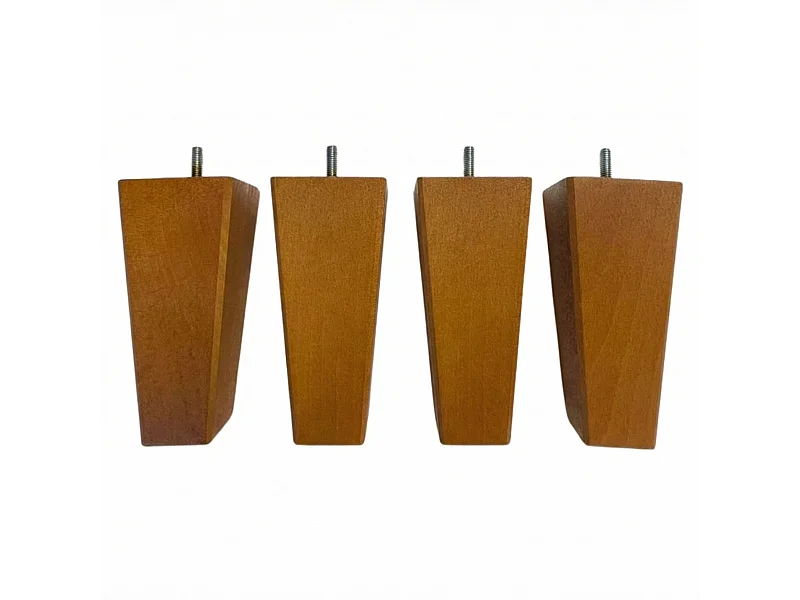 4 pieds fuseau tronqué bois merisier 15 cm