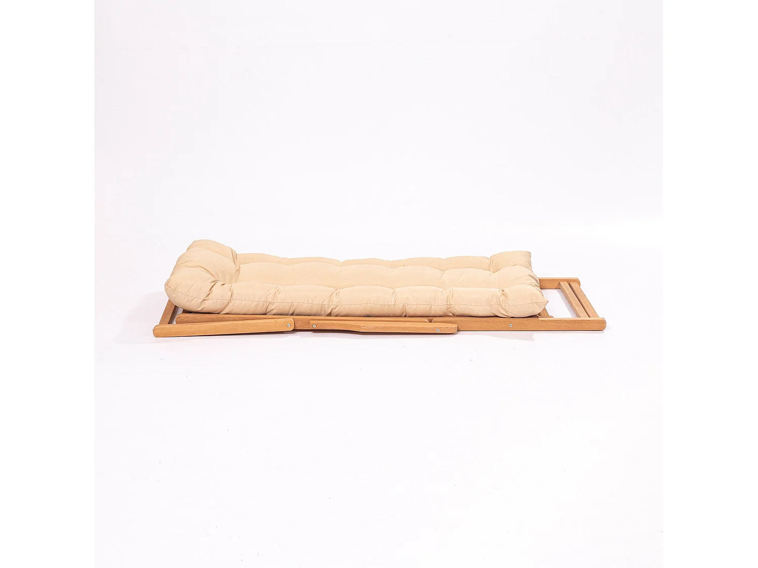 Chaise de jardin avec accoudoir Purrault Bois massif clair et Tissu Blanc crème