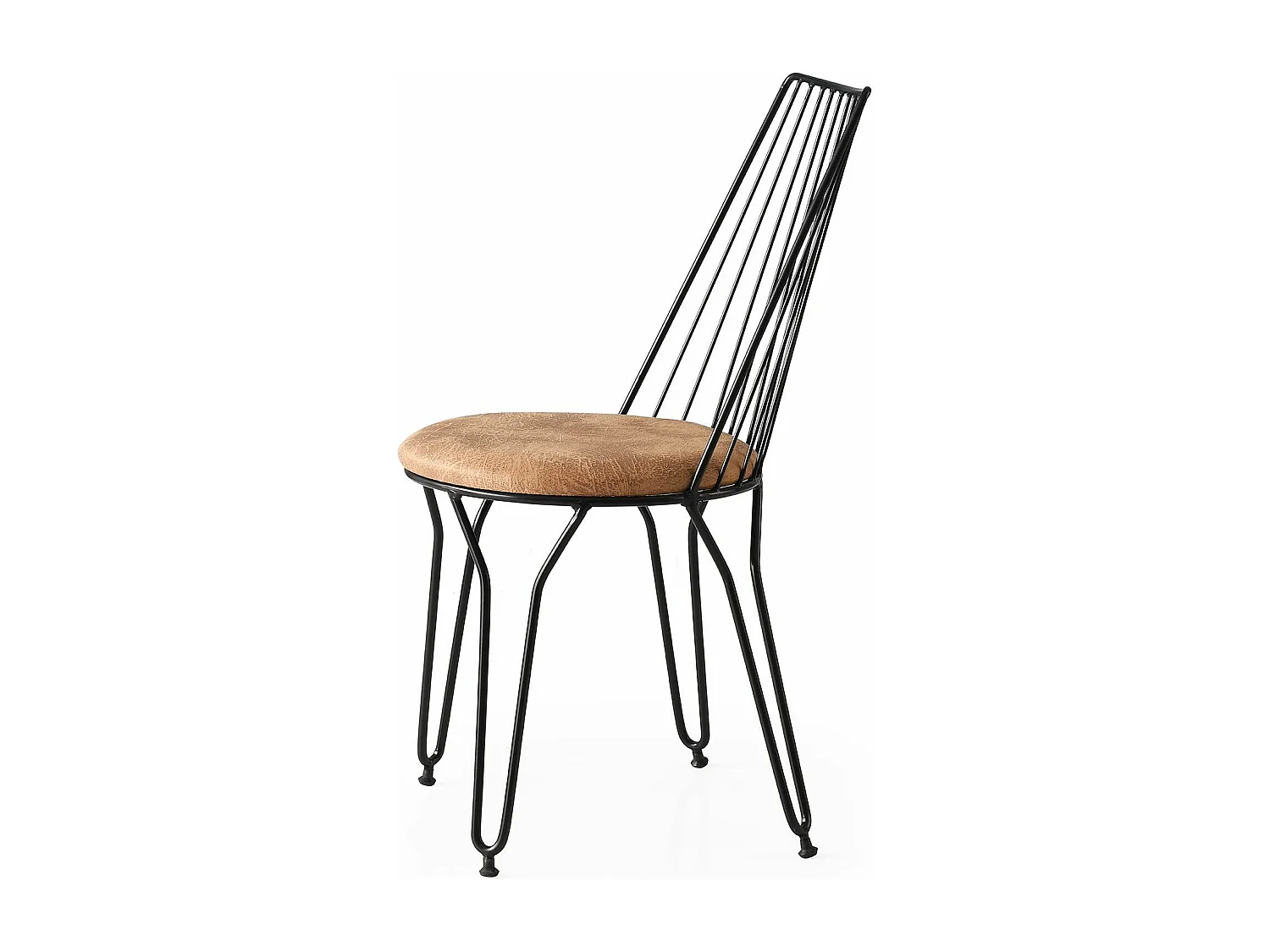 Conjunto de sillas Kailua 1651, Negro|Marrón, 84x44x44cm, Cuero ecológico, Metálico