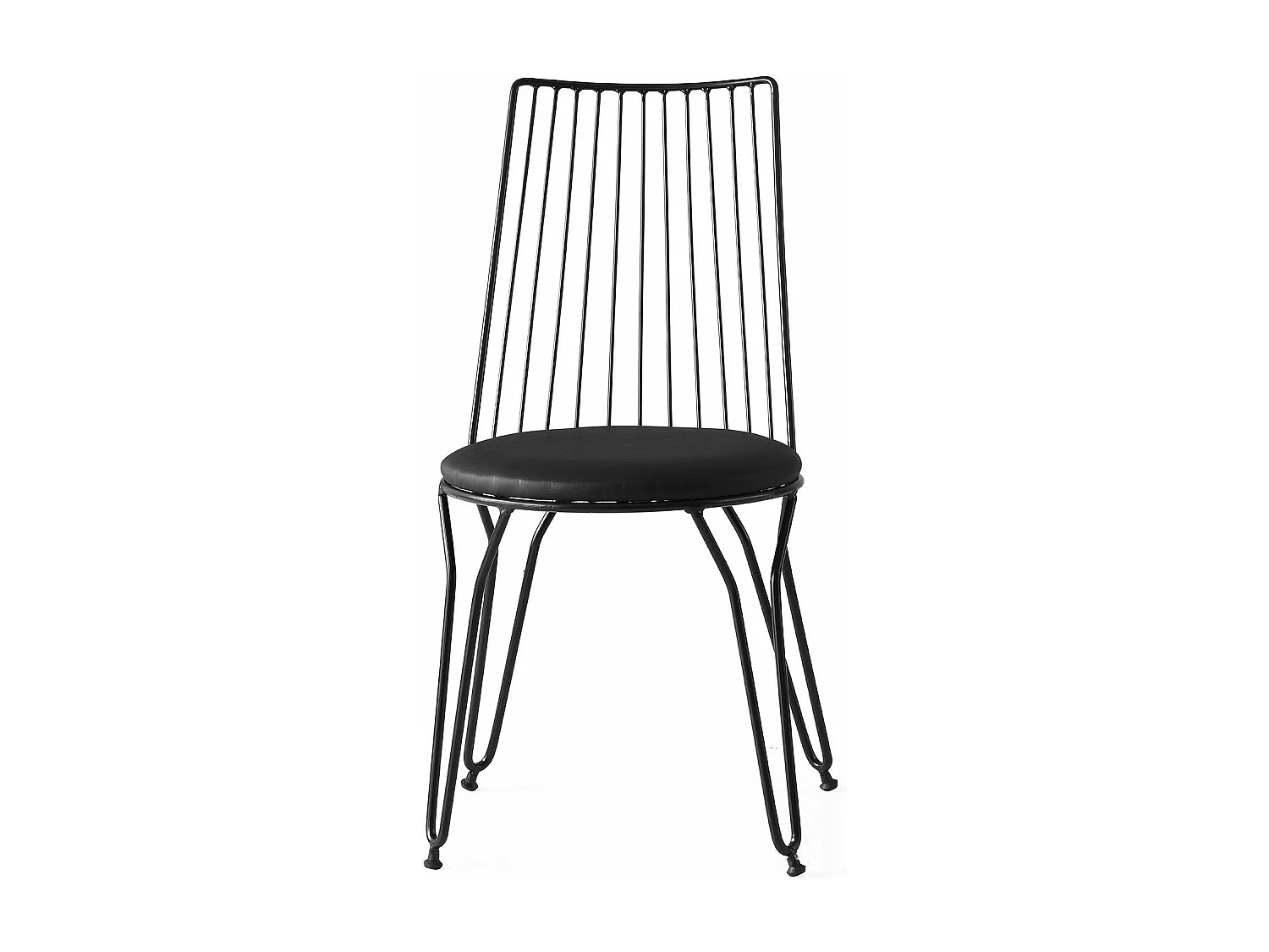 Lot de 2 chaises pieds épingles Gall Métal Noir et Simili Noir