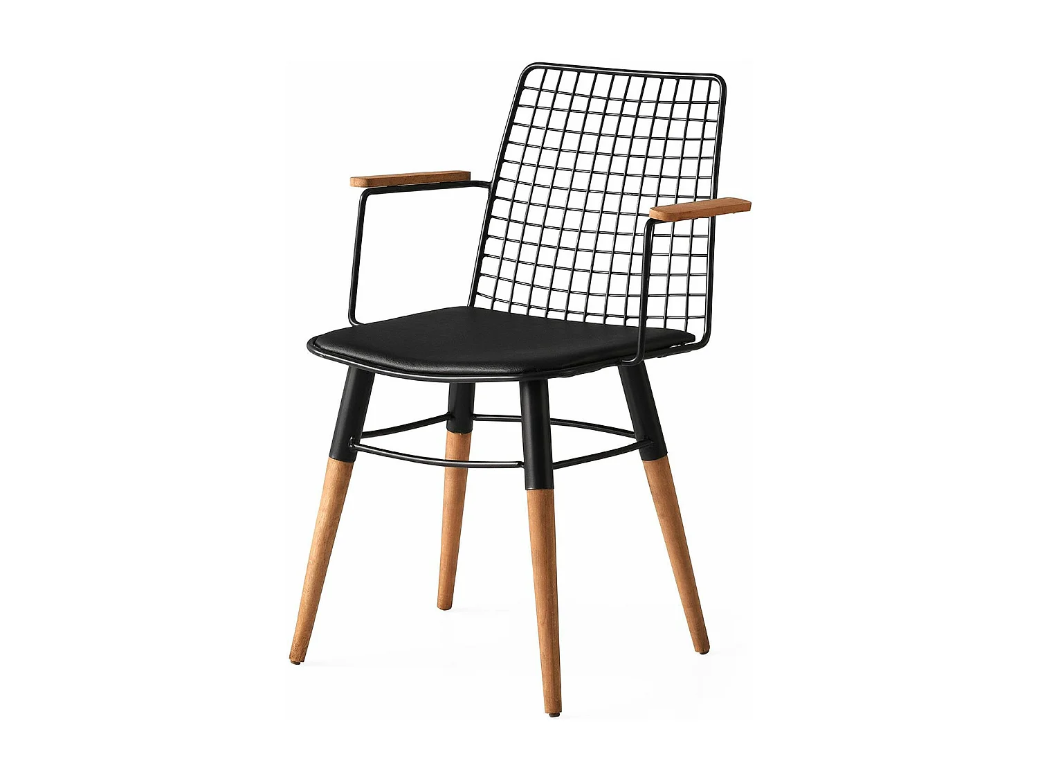 Lot de 2 chaises avec accoudoirs Gallen Métal et Cuir de vachette Noir