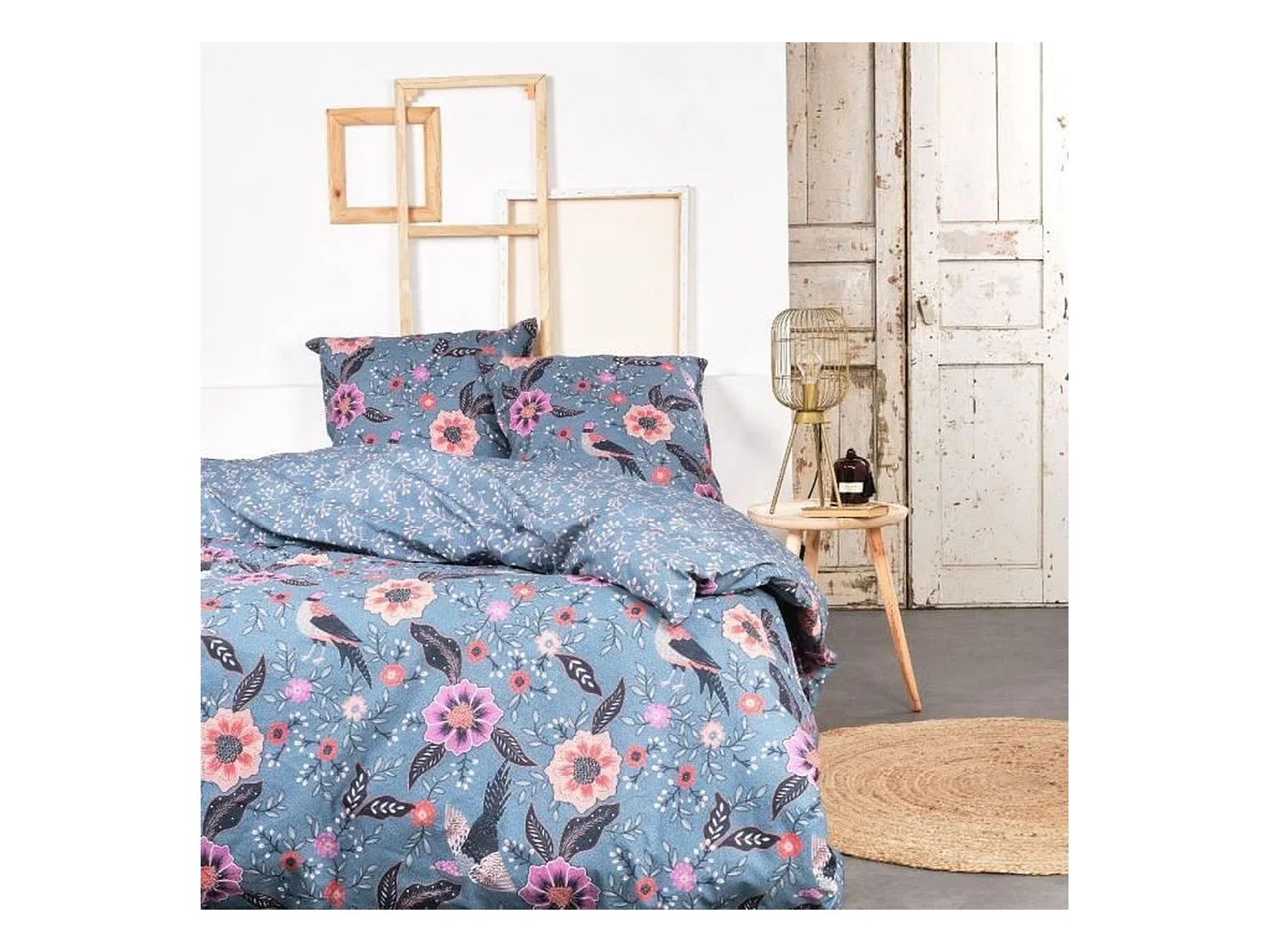 Parure de lit - 240 x 220 cm - coton imprimé floral