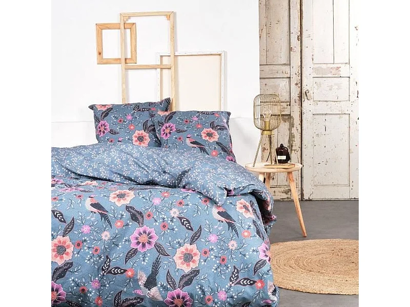 Parure de lit - 240 x 220 cm - coton imprimé floral