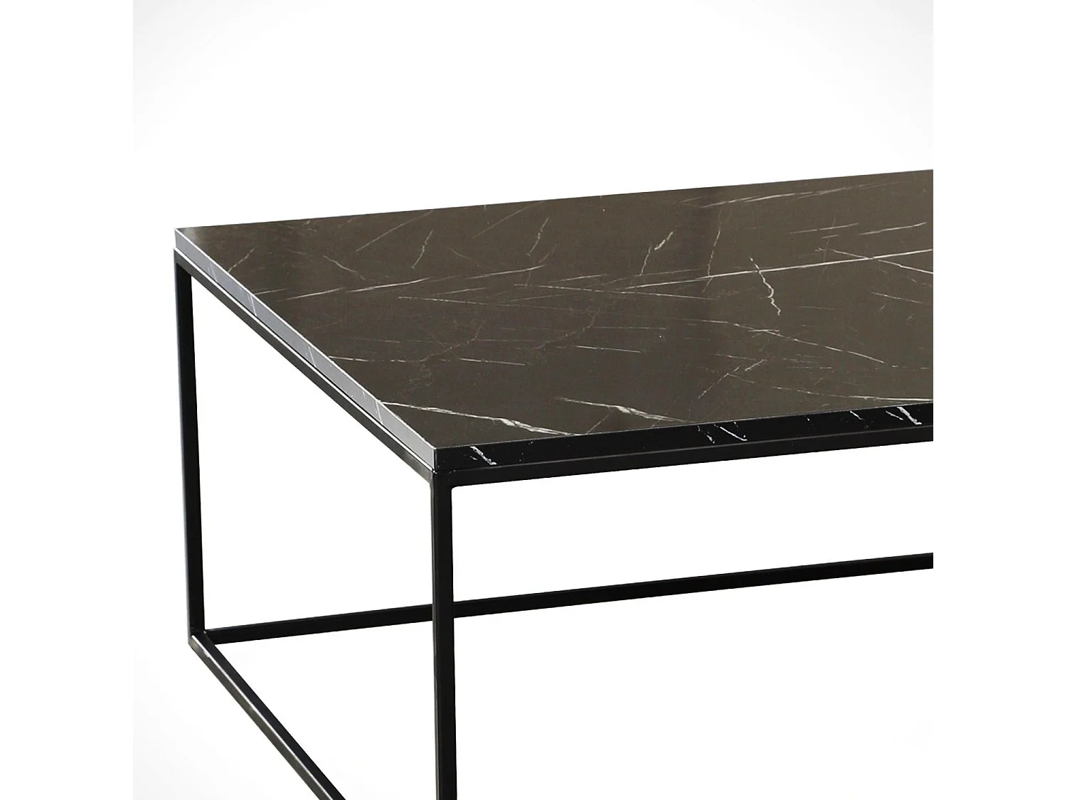 Tavolino da caffè Kailua 1423, Marmo nero, 43x75x75cm, Truciolare laminato, Angolare