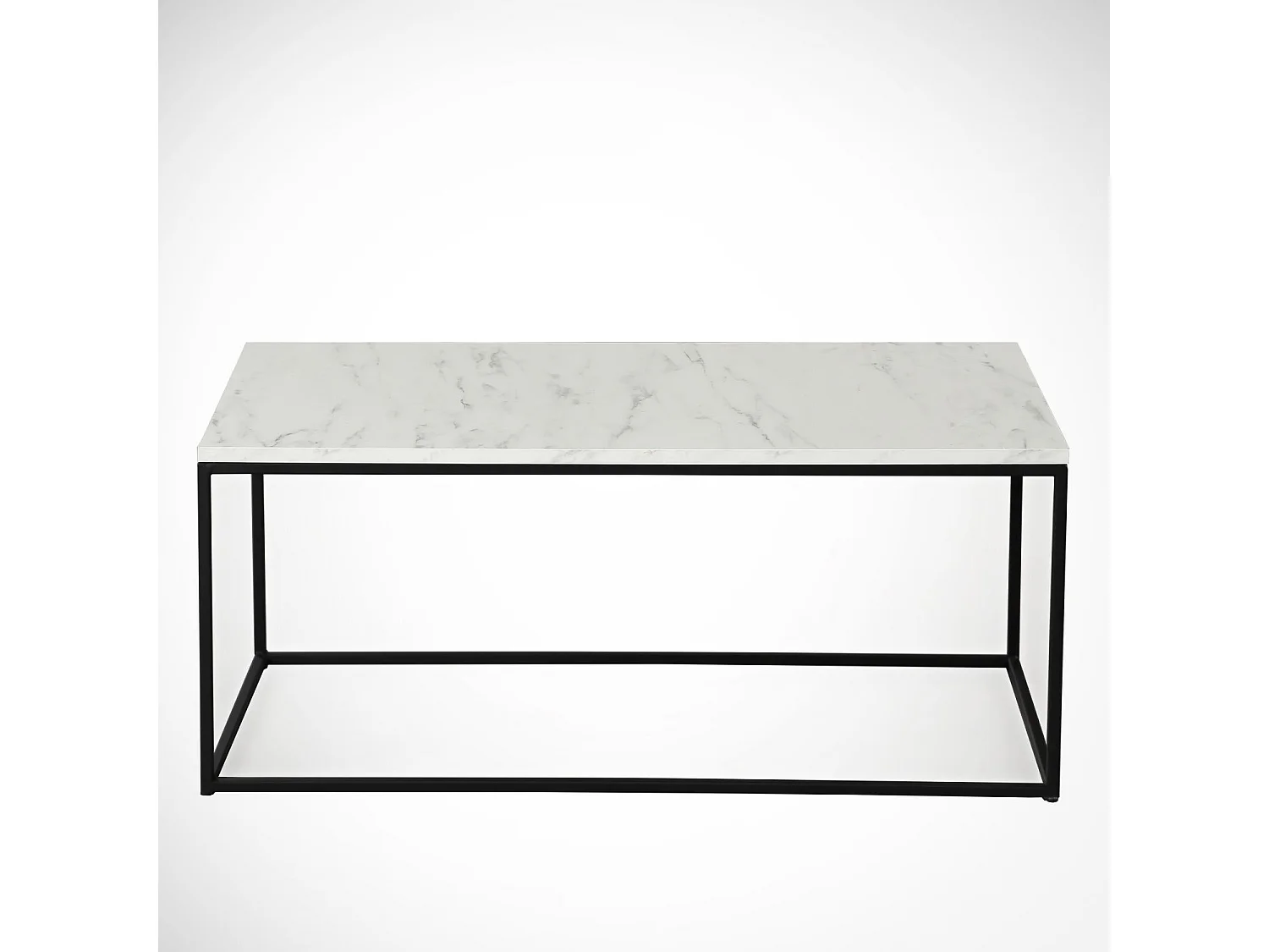 Tavolino da caffè Kailua 1642, Nero|Marmo bianco, 43x55x95cm, Truciolare laminato