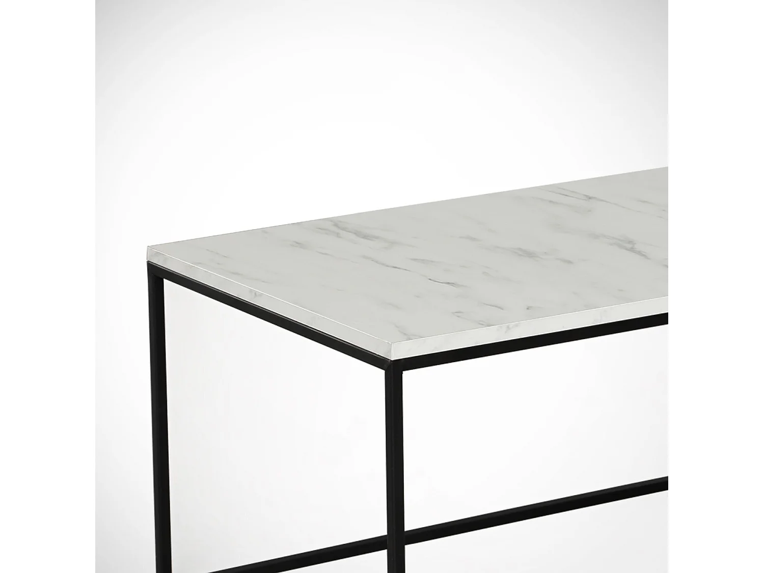 Tavolino da caffè Kailua 1642, Nero|Marmo bianco, 43x55x95cm, Truciolare laminato