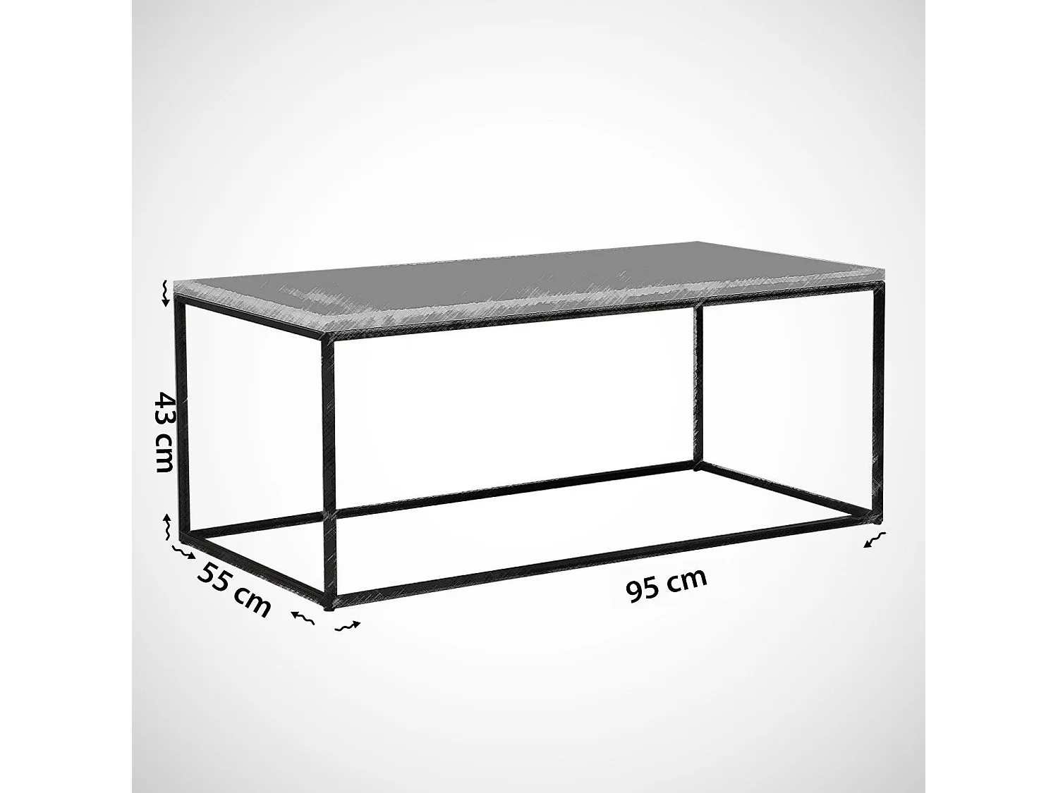 Tavolino da caffè Kailua 1642, Marmo nero, 43x55x95cm, Truciolare laminato, Angolare