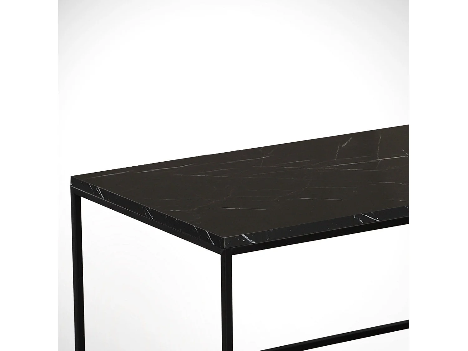 Tavolino da caffè Kailua 1642, Marmo nero, 43x55x95cm, Truciolare laminato, Angolare