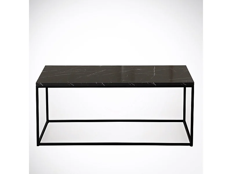 Tavolino da caffè Kailua 1642, Marmo nero, 43x55x95cm, Truciolare laminato, Angolare